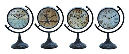 Deco 79 Metal Clock with Tilted Stand, Set of 4 12"H, 8"W, Black - color: Black, size: 12 by 8"