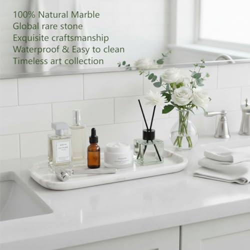 Marmor Marble Perfume Tray Bathroom Tray for Decorative,Candles,Jewelry Stone Vanity Tray,Kitchen Counter Decor and Home Decorative Tray(Calacatta Marble Gold) Jewelry Tray Unique Festival Gifts - color: Calacatta Gold Marble
