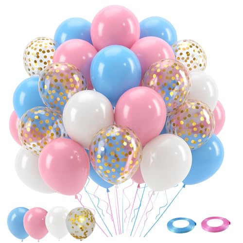Patimate Gender Reveal Pink and Blue Balloons Set 50 pcs 12 inch - color: Blue Pink