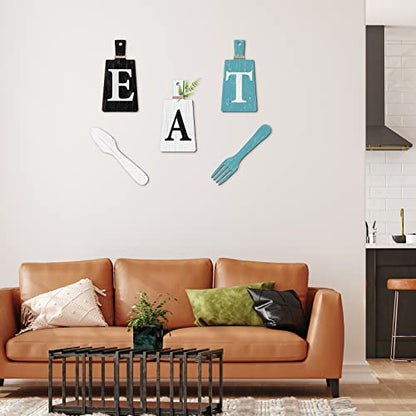 Jetec Cutting Board Eat Sign Set Wall Decor, Black, White, Teal - color: Black, White, Teal