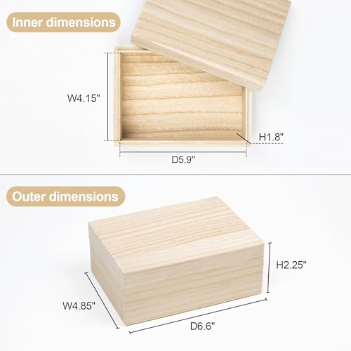 Wooden Keepsake Box for Photos & Memories, Japanese Kiribako Storage for Letters & Postcards, 5.9 x 4.15 x 1.8 in