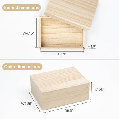 Wooden Keepsake Box for Photos & Memories, Japanese Kiribako Storage for Letters & Postcards, 5.9 x 4.15 x 1.8 in