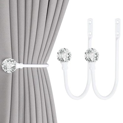 Groleca U Shaped Metal Curtain Holdbacks, Curtain Tiebacks, 2 Pack, White - color: White