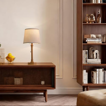 Oneach 19.5" Wood Grain Rustic Table Lamps Set of 2 for Living Room Bedroom - color: Wood Grain