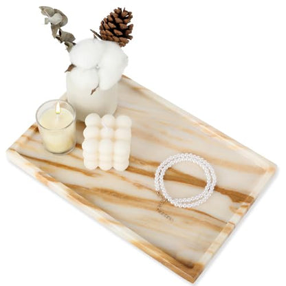 100% Marble Vanity Tray for Bathroom Counter, Kitchen, Coffee 11.8" - color: Calacatta Glod