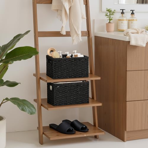 StorageWorks Wicker Storage Baskets for Organizing, Black Baskets, 2-Pack - color: Black (Paper Rope), size: 2x 13"L x 8¼"W x 7"H
