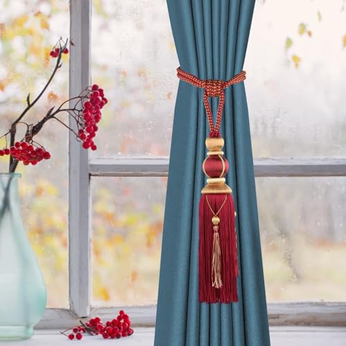 Paired Lantern Single Hanging Ball Tassels Curtains Buckle Sling Binding Lantern Tiebacks Handcrafted Braided Buckle Drapery Curtain Holdbacks Window Treatments for Home 2 Pack - color: Silver Gray, size: 11.81 inches