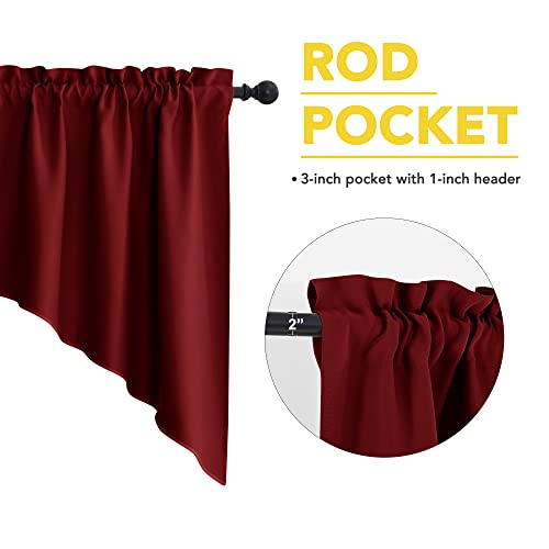 NICETOWN Burgundy Swag Curtains for Kitchen Over Sink 36 x 45 inches Long - color: Burgundy Red, size: 36"W x 45"L (Pack of 2)