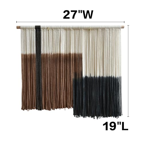 Macrame Wall Hanging Hand Dyed Woven Cotton Gradient Fiber Art 27"W*19"L - color: Brown, size: 27"W*19"L