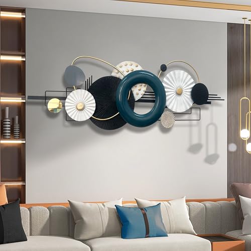 Metlzks Modern Abstract Metal Wall Art, Geometric Circles Design Wall Decor - color: Blue