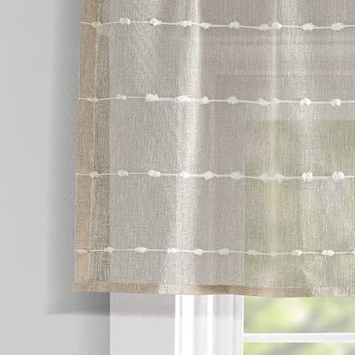 Lush Decor Farmhouse Textured Sheer Window Curtain Valance, 52"W x18"L, Neutral - color: Neutral