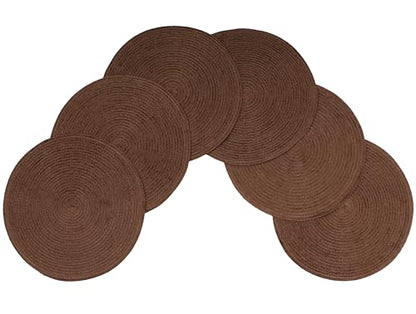 Eden Woven Braided Velvet Table Placemats 15 Inches Round Set of 6 Non-Slip Dining & Kitchen Table Mats Chocolate - color: Chocolate