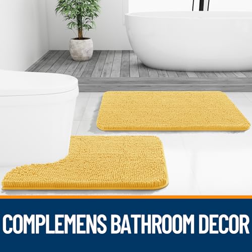 OLANLY Small Bathroom Rugs 24x16, Extra Soft Absorbent Chenille Bath Rugs - color: Yellow, size: 24" X 16"