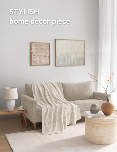 YnM Chunky Cotton Knit Throw Blanket, Cable Knit Throws for Bed Couch Sofa, Comfy & Relaxing, Decorative Piece for Farmhouse Modern Boho Rustic Scandinavian Chic Vibe, Cream White 40x50 Inches - color: Cream White - Medium Weight, size: Small Throw