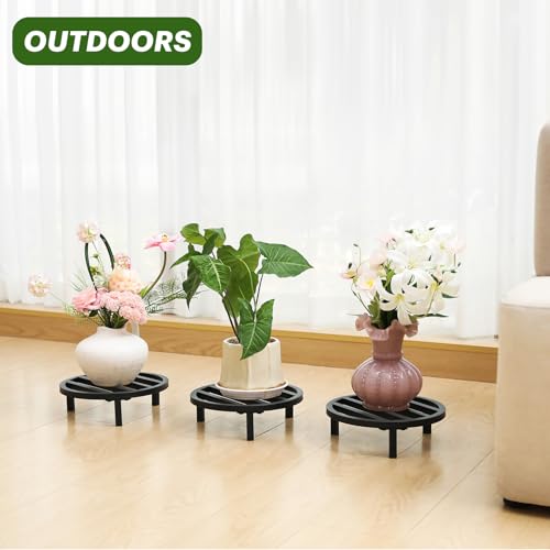 3 Pack 10.2 Inch Metal Plant Stands Outdoor Indoor Pot Riser,Black - color: 10.23"-Black