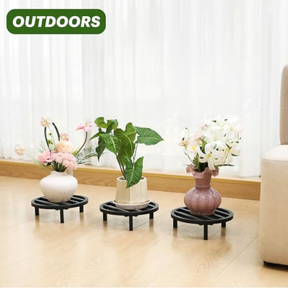 3 Pack 10.2 Inch Metal Plant Stands Outdoor Indoor Pot Riser,Black - color: 10.23"-Black