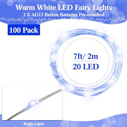 Hortsun 100 Pack Battery Operated Fairy Lights 7 ft 20 LED, Blue - color: Blue Light