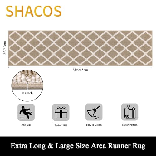 SHACOS Washable Kitchen Runner Rugs 2x8 ft Non Slip Dirt Trappe, Beige - color: Beige, size: 2' x 8'