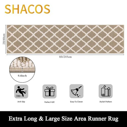 SHACOS Washable Kitchen Runner Rugs 2x8 ft Non Slip Dirt Trappe, Beige - color: Beige, size: 2' x 8'