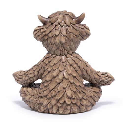 Hodao Meditation Highland Cow Figurine, Farmhouse Decor, Zen Desk Statue - color: Meditation Cow