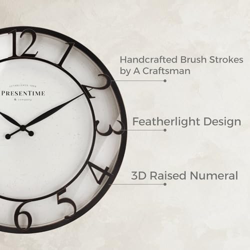 Presentime 21" Farmhouse Series Wall Clock - color: Oil Rubbed Bronze / Antique White, size: 21 inch