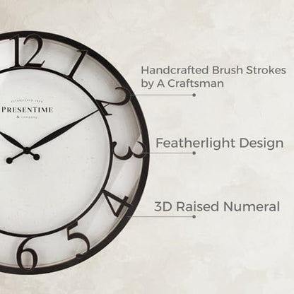 Presentime 21" Farmhouse Series Wall Clock - color: Oil Rubbed Bronze / Antique White, size: 21 inch