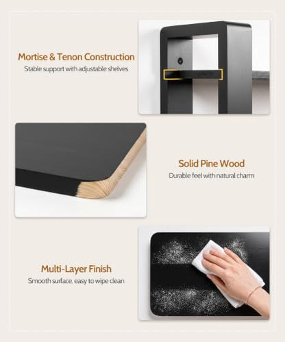 SUMGAR Black Floating Shelves for Wall, 2 Tier Adjustable Shelf Unit - color: Black, size: 2 Tier 16in