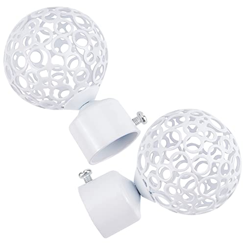 GORGECRAFT 2PCS Round Curtain Rod Finials 28mm Drapery Pole End White Ball Cage Replacement Decorative End Head Caps for Home Office Curtain Roman Rod Decor Accessories (8.8x5.9cm) - color: White Hollow-3.46x2.32"