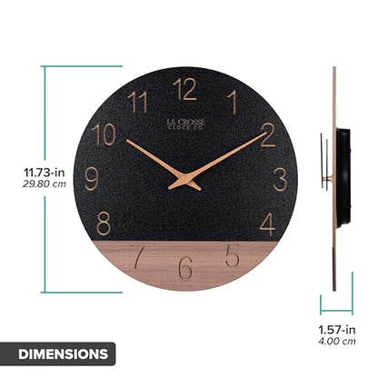 La Crosse Clock 404-3630C 12 inch Dark Sierra Wood Analog Quartz Wall Clock - color: Black/Brown