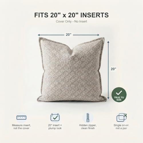 SanVia Designer Cotton Throw Pillow Covers 20x20 for Nooks, Beds & Sofas - color: Taupe Geo, size: 20" x 20" (Pack of 1)