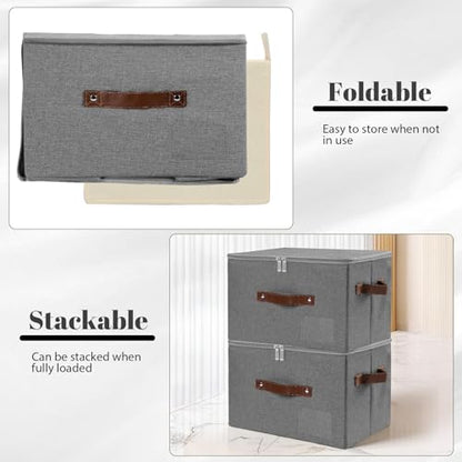 ANMINY Storage Box Fabric Bins with Zipper Lid, 17.7"x13.8"x10" Black - color: Black, size: Large (Pack of 1）