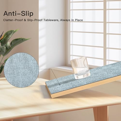 DOLOPL Placemats Set of 6, Reversible Faux Leather Place Mats, Dusty Blue - color: Dusty Blue, size: Set of 6