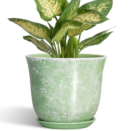 Ceramic Plant Pots, 5.6 Inch Plant Pot with Drainage Hole, Green - color: Gemstone Apple Green, size: 6 Inch
