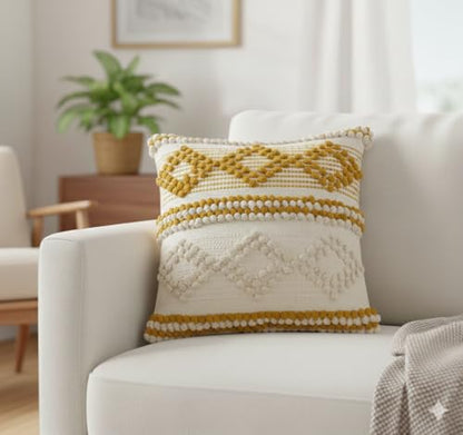 TreeWool 100% Cotton Woven Throw Pillow Cover (Pack of 1, 18" x 18", Yellow) - color: Yellow