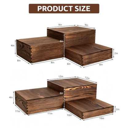 Arttown 6-Pack Buffet Risers and Stands for Food Display Wood Risers