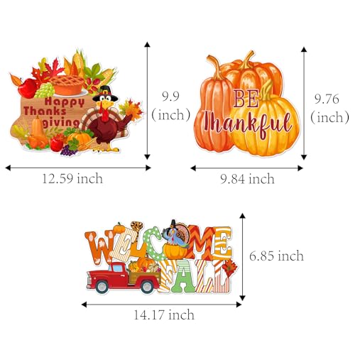 Fall Thanksgiving Home Front Door Hanger Decor - 3pcs Autumn Pumpkin Turkey Leaves Orange Paper Signs Banners, Baby Shower Birthday Wall Hanging Indoor Decorations Lasting Surprise - color: Thanksgiving Door Hanger