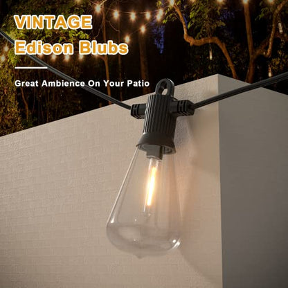 Kawaya ST38 Outdoor String Lights 25FT for Patio Garden Porch Bistro Cafe - size: 25FT