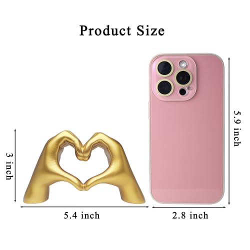 MuSeek Gold Heart Hands Sculpture, Resin Romantic Couple Statue, Small Aesthetic Room Decor for Living Room Bookshelf Desk, Anniversary Valentine Gifts for Women Girlfriend - color: Gold Small 5.4 in (L) × 3 in (H)