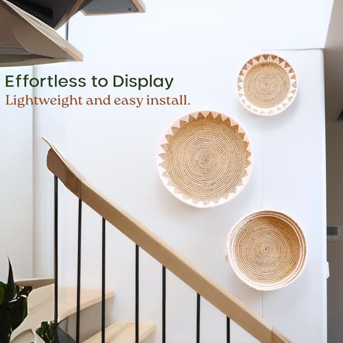 Chi An Home Extra Large Wall Basket Decor Boho Wicker Wall Hanging Set 3