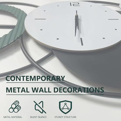 59"Oversized Wall Clock for Living Room,Large Modern Metal Wall Art - color: Green and Black