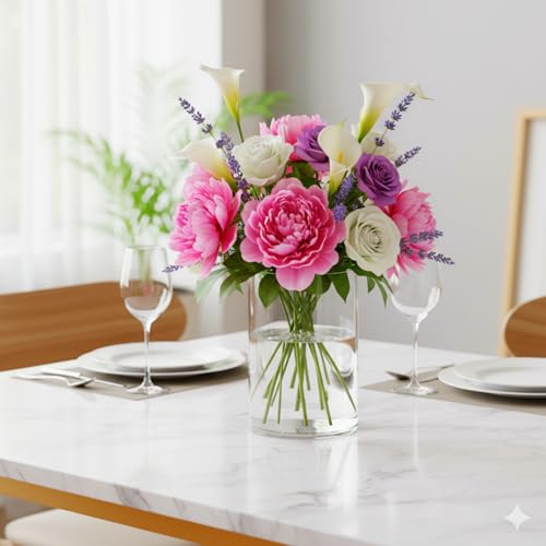 Liotww Shatterproof Acrylic Clear Flower Vase Plastic Cylinder Vases - color: L 3 Clear-d
