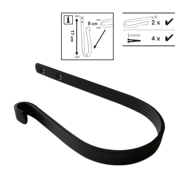 Curtain Holdbacks (Set of 2), Wall Mounted Drapery Tiebacks with Screws, Metal Decorative Window Drapery Holder Curtain Hook (Black) - color: Black