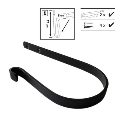 Curtain Holdbacks (Set of 2), Wall Mounted Drapery Tiebacks with Screws, Metal Decorative Window Drapery Holder Curtain Hook (Black) - color: Black