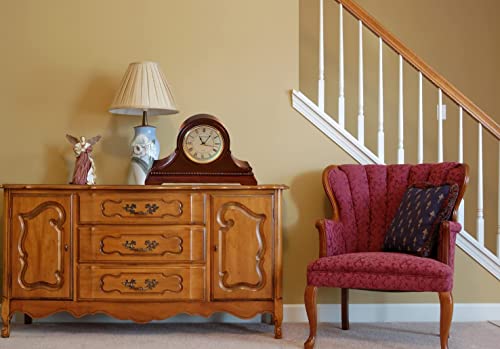 Mantel Clocks, Battery Operated, Silent Wood Table Clock with Westminster Chimes On The Hour, Solid Wooden Shelf Decorative Chiming Mantle Clock, 9" x 16" x 3" (Maroon Roman Numerals) - color: Maroon Roman Numerals