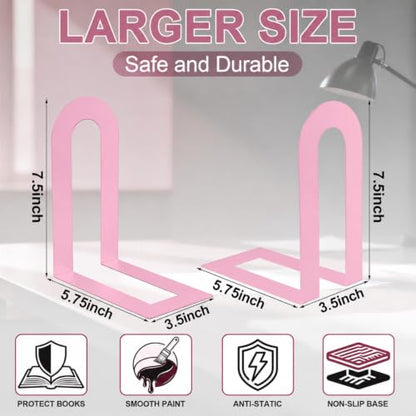 Chunful 24 Pcs Pink Metal BookEnds Shelves, 7.5 x 5.75 x 3.5 in - color: Pink, size: 7.5*5.75*3.5inch