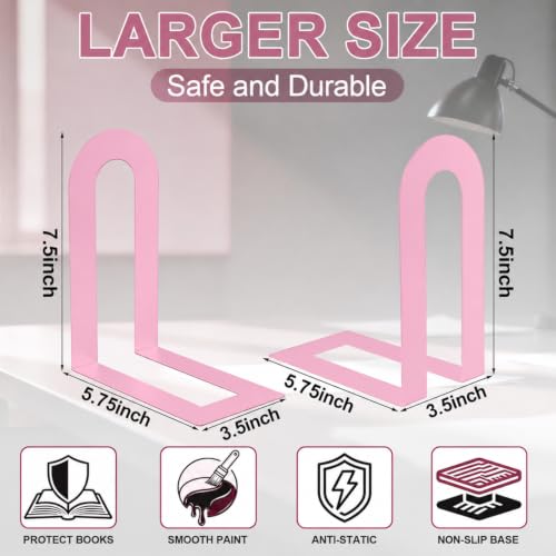 Chunful 6 Pcs Pink Metal BookEnds Shelves, 7.5 x 5.75 x 3.5 in - color: Pink, size: 7.5*5.75*3.5inch