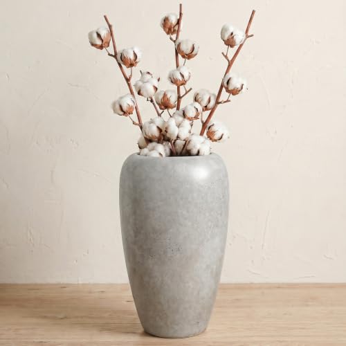 Ceramic Vase Home Decor, Vintage Vase, Wide Mouth Farmhouse vase (15.7”h-Vintage Grey) - color: 15.7”h-vintage Grey