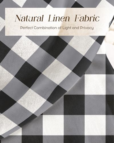 Miss Adola 45 Inch Length Kitchen Tier Curtains, Black Plaid - color: Black Plaid, size: 28"W x 45"L (Pack of 2)