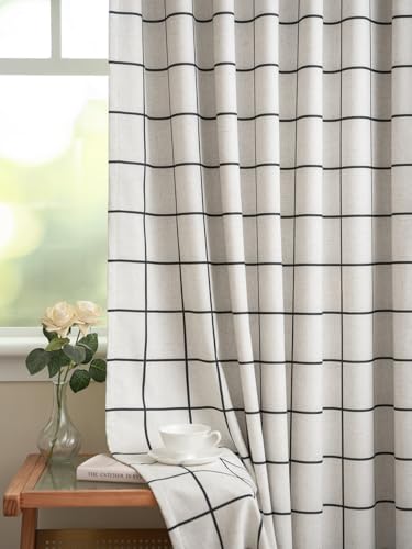 THREE GIRLS Blackout Linen Buffalo Drapes - Plaid Pinch Pleated Industrial Curtains, Thermal Insulated Window Panels for Gaming Room Boy's Room Home Theater, 90 Inches Long Black 2 Panels Set - color: Black, size: 40"W x 90"L (Pack of 2)