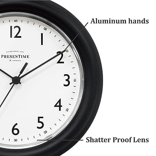 Presentime 8.5" Modern Farmhouse Essential Wall Clock - color: Black